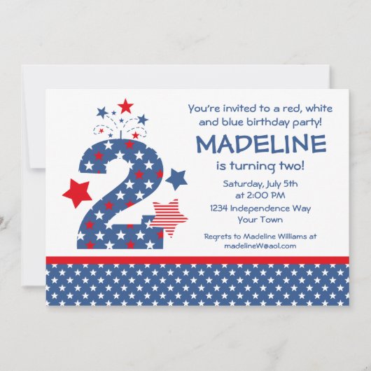 フィラクカー2歳の誕生日 招待状 (正面)