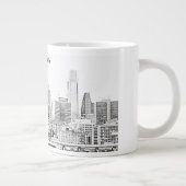 フィラデルヒィアのスカイラインのスケッチのジャンボマグ ジャンボコーヒーマグカップ (右)