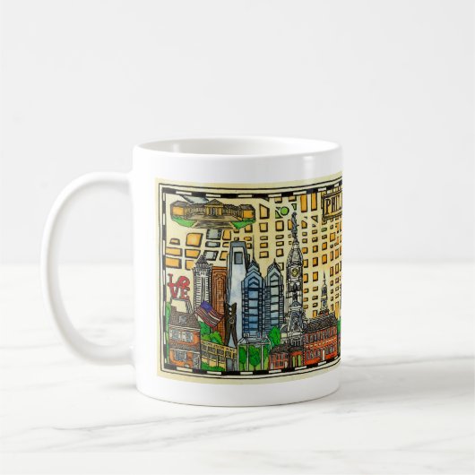 フィラデルヒィアの地図のマグ コーヒーマグカップ (左)