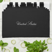 フィラデルヒィアの白黒スカイライン キッチンタオル (折り畳み)