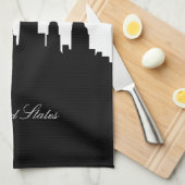 フィラデルヒィアの白黒スカイライン キッチンタオル (四つ折り)