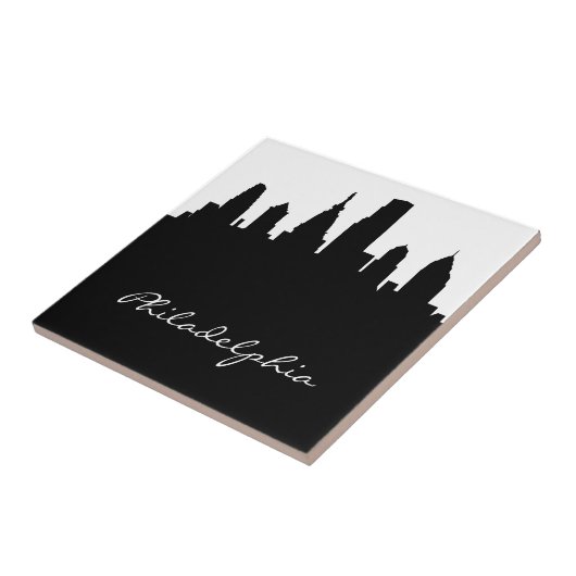 フィラデルヒィアの白黒スカイライン タイル (側面)