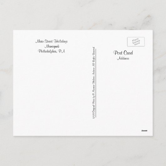 フィラデルヒィアの郵便はがき主要な通りのManayunk休日 シーズンポストカード (裏面)
