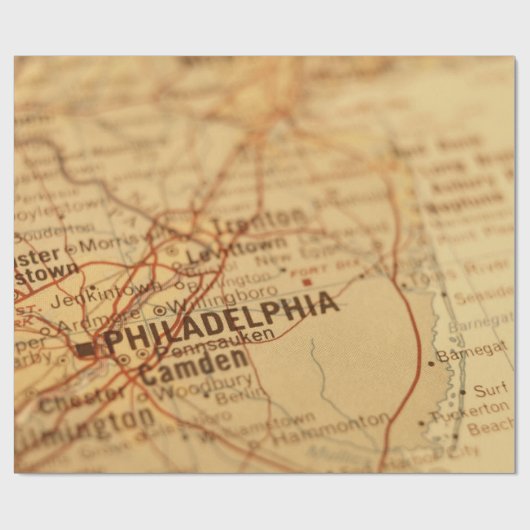フィラデルヒィアのPAのヴィンテージの地図のギフト用包装紙 ラッピングペーパー (フラット)