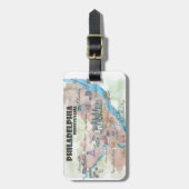 フィラデルヒィアペンシルバニアのレトロのヴィンテージの芸術の地図 ラゲッジタグ (正面縦)