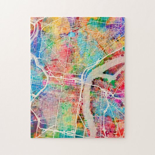 フィラデルヒィアペンシルバニアの通り地図 ジグソーパズル (縦)