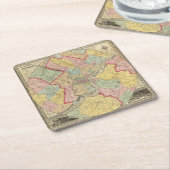 フィラデルヒィア市のまわりの地図 スクエアペーパーコースター (アングル)