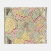 フィラデルヒィア市のまわりの地図 フリースブランケット (正面(横))