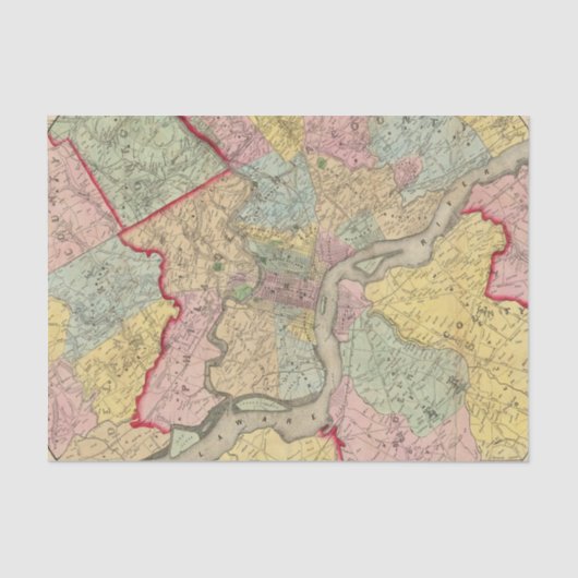 フィラデルヒィア市のまわりの地図 薄葉紙 (正面)