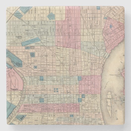 フィラデルヒィア、ペンシルバニアの地図 ストーンコースター (正面)