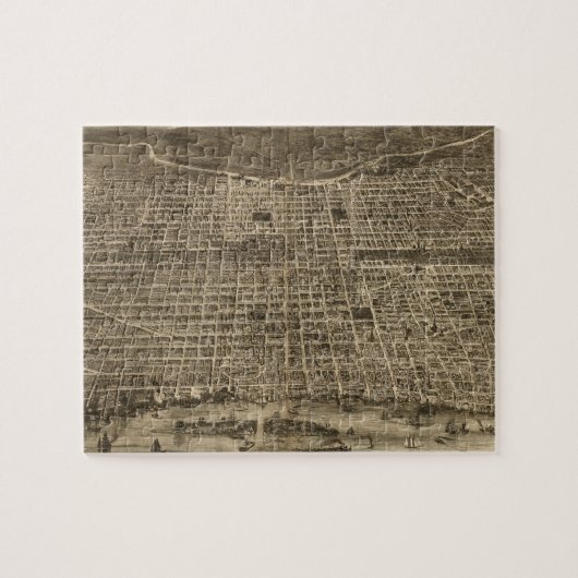 フィラデルヒィア(1872年)のヴィンテージの絵解き地図 ジグソーパズル (横)