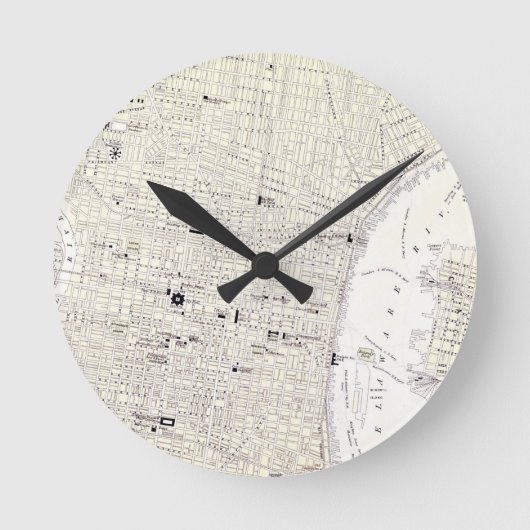 フィラデルヒィア(1885年)のヴィンテージの地図 ラウンド壁時計 (正面)