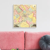 フィラデルフィのまわりにアの都市の地図 キャンバスプリント (インサイチュ (リビング))