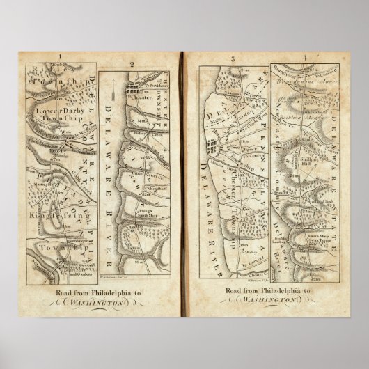 フィラデルフィアからワシントンへの道路地図3 ポスター (正面)