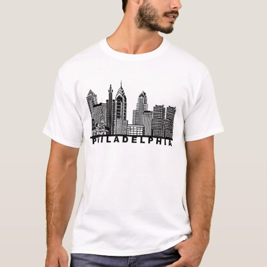 フィラデルフィアのスカイラインシルエット Tシャツ (正面)