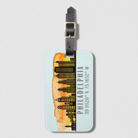 フィラデルフィアのスカイラインマップ座標 ラゲッジタグ (正面縦)