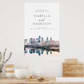 フィラデルフィアのスカイライン目的地の結婚式へようこそ ポスター (キッチン)