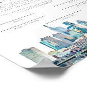 フィラデルフィアのスカイライン結婚証明書 ポスター (角)