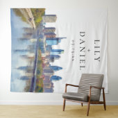 フィラデルフィアのスカイライン ウェディング フォト 背景 タペストリー (インサイチュ(横))