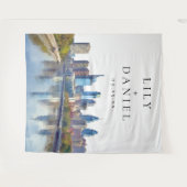 フィラデルフィアのスカイライン ウェディング フォト 背景 タペストリー (正面(横))