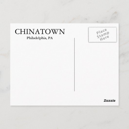 フィラデルフィアのチャイナタウン ポストカード (裏面)