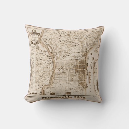 フィラデルフィアの地図1875、レプリカ クッション (正面)