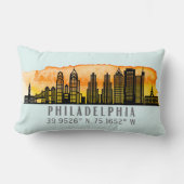 フィラデルフィアの日没スカイラインマップ座標 ランバークッション (正面)