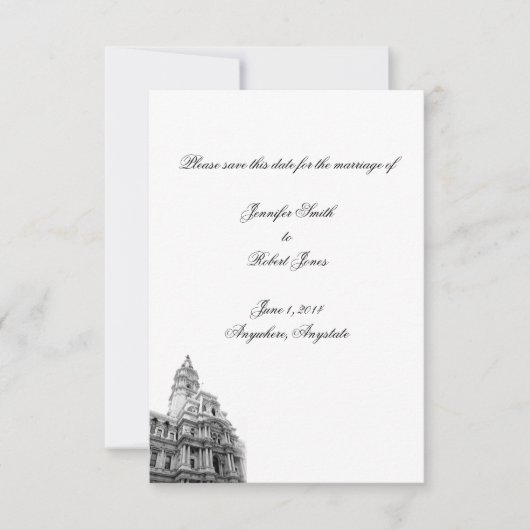 フィラデルフィアの目的地の結婚式の日付を保存 セーブザデート (正面)