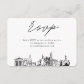 フィラデルフィアの結婚式 ミニマル スケッチ RSVP エンクロージャーカード (正面)