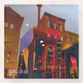 フィラデルフィアの通りに赤い反射 ガラスコースター (正面)