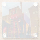 フィラデルフィアの通りに赤い反射 ガラスコースター (裏面)