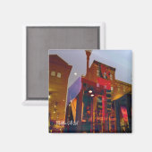 フィラデルフィアの通りへの赤い反射 マグネット (正面/裏面)