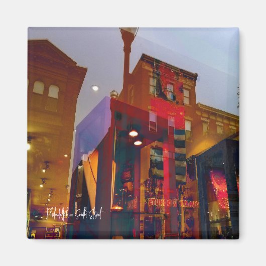 フィラデルフィアの通りへの赤い反射 マグネット (正面)