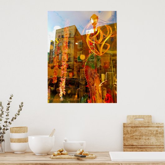 フィラデルフィアの通りへの黄金の反射 ポスター (キッチン)