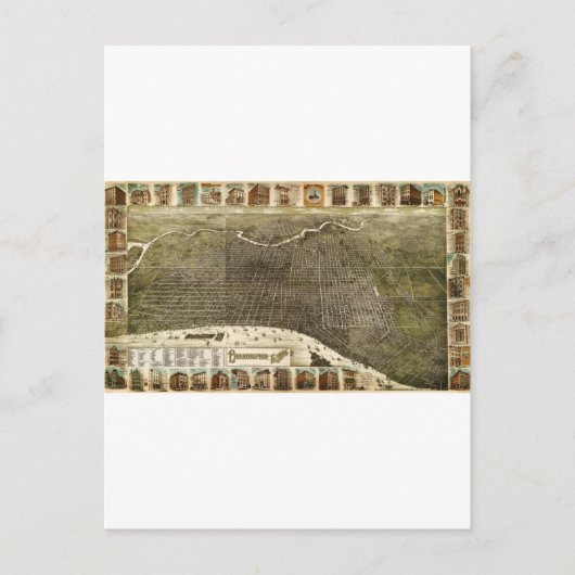 フィラデルフィアのBとMのバーズアイの地図(1885年) ポストカード (正面)