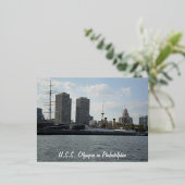 フィラデルフィアのUSSオリンピア 箔シーズンポストカード (立ち正面)