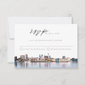 フィラデルフィアシティスカイラインウォーターカラーRSVPポストカード 招待状 (正面)