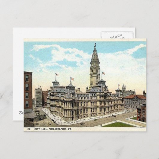 フィラデルフィアシティホールオールドポストカード ポストカード (正面/裏面)