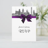 フィラデルフィアスカイラインエッチングBW紫RSVPメニュー 出欠カード (スタンド正面)