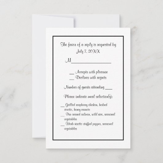 フィラデルフィアスカイラインエッチングBW紫RSVPメニュー 出欠カード (裏面)