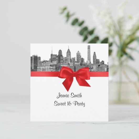 フィラデルフィアスカイラインエッチングBW赤Sweet sixteenSQ 招待状 (スタンド正面)