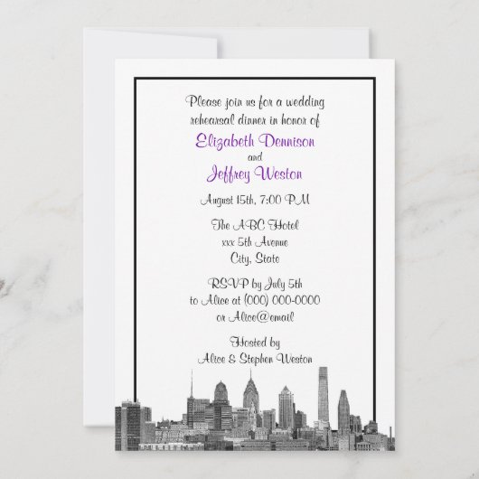 フィラデルフィアスカイラインエッチングBW Purp Vリハーサル 招待状 (裏面)