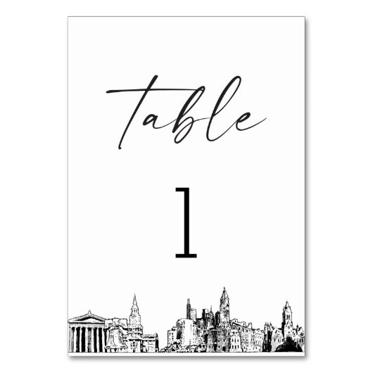 フィラデルフィアスカイラインテーブル番号3.5x5カード テーブルナンバー (正面)