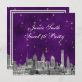 フィラデルフィアスカイラインパープル金ゴールドスタースイート16 招待状 (正面/裏面)