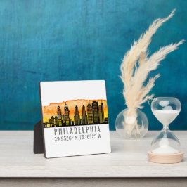 フィラデルフィアスカイラインマップ座標テーブルトップ フォトプラーク