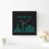 フィラデルフィアスカイライン スクエア壁時計 (ホーム)