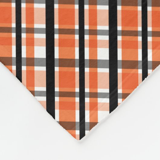 フィラデルフィアスポーツファンオレンジ白黒プレイド フリースブランケット (角)