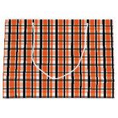 フィラデルフィアスポーツファンオレンジ白黒プレイド ラージペーパーバッグ (正面)