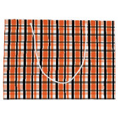 フィラデルフィアスポーツファンオレンジ白黒プレイド ラージペーパーバッグ (裏面)