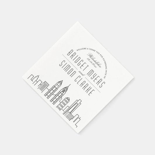 フィラデルフィアデコスカイライン |の結婚イベント スタンダードカクテルナプキン (角)